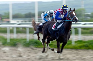 Horse race to the prize Vstupitelni. clipart