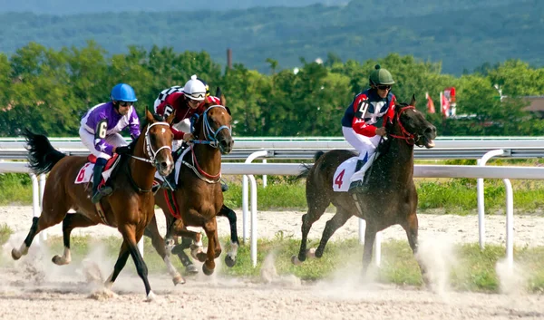 Pyatigorsk Rússia Julho 2020 Corrida Cavalos Para Hipódromo Pyatigorsk Mais — Fotografia de Stock