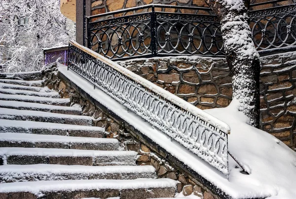 Hermosa Escalera Viejo Parque Día Invierno —  Fotos de Stock