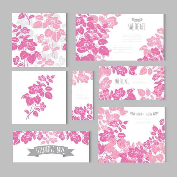 Dekoratif köpek gül çiçek, tasarım öğeleri ile zarif kartları. Kullanılabilir düğün, bebek duş, anneler günü, Sevgililer günü, doğum günü kartları, Davetiyeler, selamlar. Vintage dekoratif çiçek.