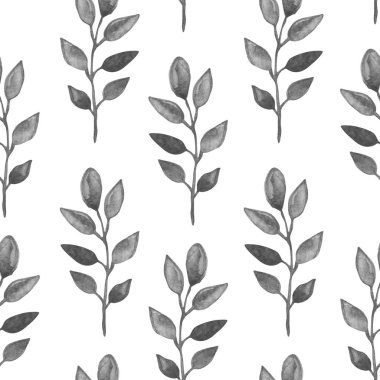 Yaprakları, tasarım öğeleri ile sulu boya boyalı dalları ile zarif seamless modeli. Çiçek desenli davetiye, tebrik kartları, scrapbooking, baskı, hediye paketi, üretim için