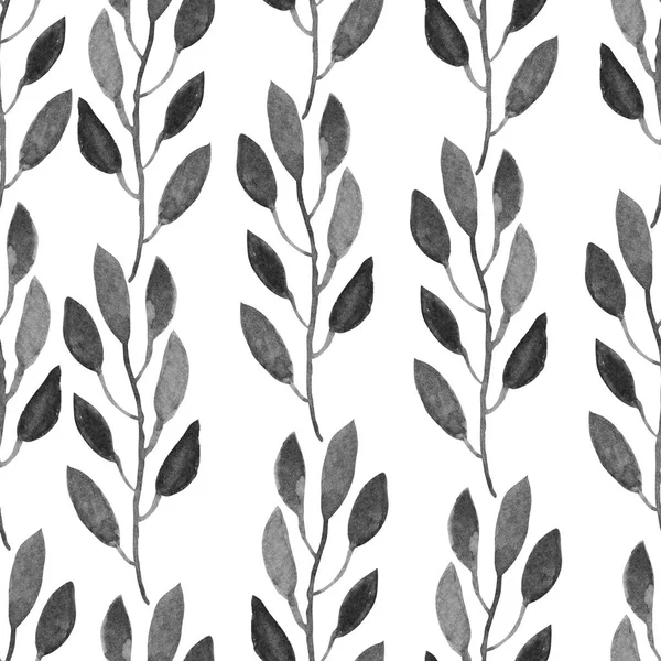 Elegant Seamless Pattern Watercolor Painted Branches Leaves Design Elements Floral — Stock Photo, Image