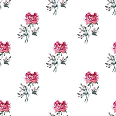 Suluboya şakayık çiçekleri, tasarım öğeleri ile zarif seamless modeli. Çiçek desenli davetiye, tebrik kartları, scrapbooking, baskı, hediye paketi, imalat, tekstil. 