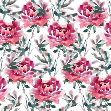 Suluboya şakayık çiçekleri, tasarım öğeleri ile zarif seamless modeli. Çiçek desenli davetiye, tebrik kartları, scrapbooking, baskı, hediye paketi, imalat, tekstil. 