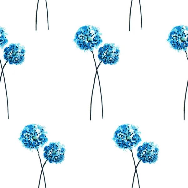 Elegancki Wzór Akwarela Niebieskie Kwiaty Elementy Projektu Kwiatowy Wzór Zaproszenia — Zdjęcie stockowe