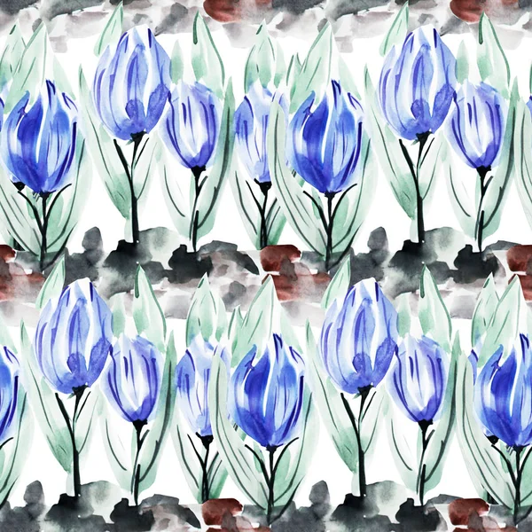 Elegantes Nahtloses Muster Mit Krokusblüten Aquarell Designelemente Blumenmuster Für Einladungen — Stockfoto