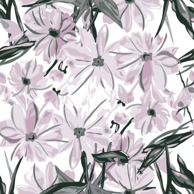 Soyut çiçekleri ve tasarım elementleri olan zarif, pürüzsüz bir desen. Davetiyeler, kartlar, baskı, hediye paketi, imalat, tekstil, kumaş, duvar kağıtları için çiçek deseni