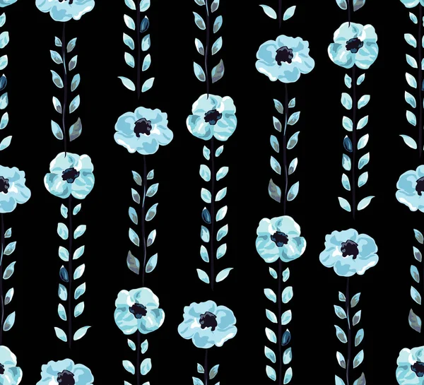 Elegante Patrón Sin Costuras Con Flores Azules Elementos Diseño Patrón — Archivo Imágenes Vectoriales