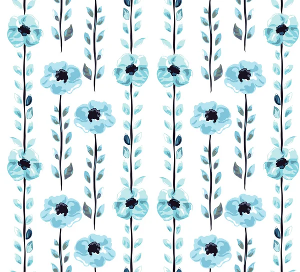 Elegantes Nahtloses Muster Mit Blauen Blumen Designelemente Blumenmuster Für Einladungen — Stockvektor