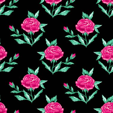 Şakayık çiçekleri ve tasarım elementleri olan zarif, pürüzsüz bir desen. Davetiyeler, kartlar, baskı, hediye paketi, imalat, tekstil, kumaş, duvar kağıtları için çiçek deseni