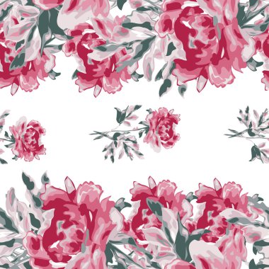 Şakayık çiçekleri ve tasarım elementleri olan zarif, pürüzsüz bir desen. Davetiyeler, kartlar, baskı, hediye paketi, imalat, tekstil, kumaş, duvar kağıtları için çiçek deseni