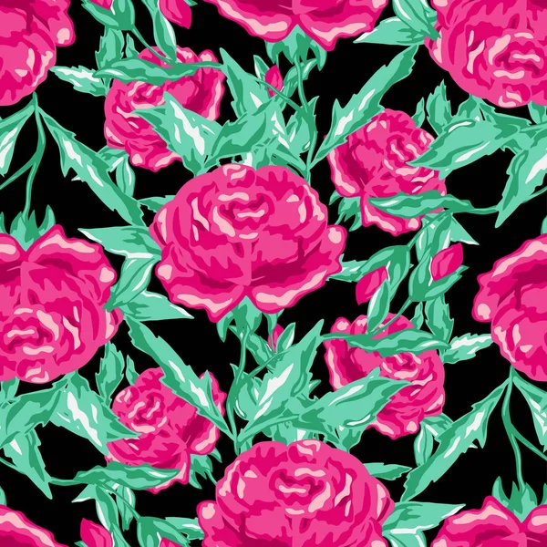 Élégant Motif Sans Couture Avec Des Fleurs Pivoine Des Éléments — Image vectorielle