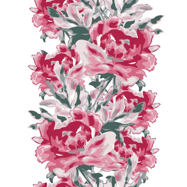 Élégant Motif Sans Couture Avec Des Fleurs Pivoine Des Éléments — Image vectorielle