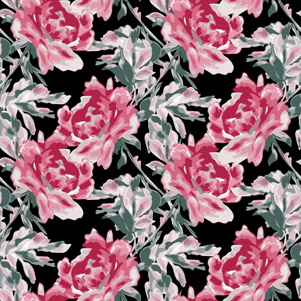 Şakayık çiçekleri ve tasarım elementleri olan zarif, pürüzsüz bir desen. Davetiyeler, kartlar, baskı, hediye paketi, imalat, tekstil, kumaş, duvar kağıtları için çiçek deseni