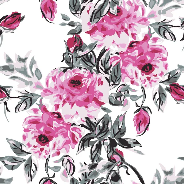 Elegantes Nahtloses Muster Mit Pfingstrosenblüten Designelementen Blumenmuster Für Einladungen Karten — Stockvektor