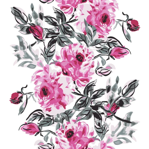 Şakayık çiçekleri ve tasarım elementleri olan zarif, pürüzsüz bir desen. Davetiyeler, kartlar, baskı, hediye paketi, imalat, tekstil, kumaş, duvar kağıtları için çiçek deseni
