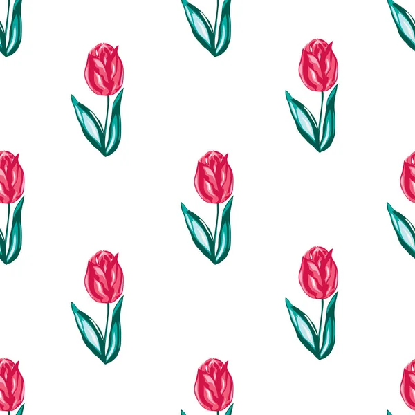 Elegante Patrón Sin Costuras Con Flores Tulipán Elementos Diseño Patrón — Vector de stock
