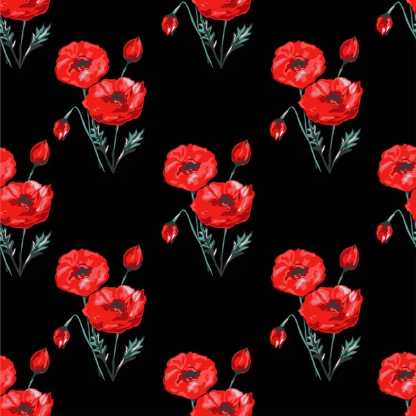 Elegante Naadloze Patroon Met Papaver Bloemen Design Elementen Bloemen Patroon — Stockvector