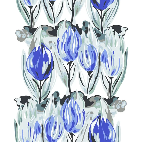 Elegantes Nahtloses Muster Mit Krokusblüten Designelementen Blumenmuster Für Einladungen Karten — Stockvektor