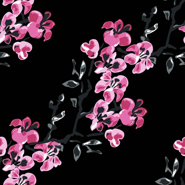 Padrão Sem Costura Elegante Com Flores Sakura Elementos Design Padrão — Vetor de Stock