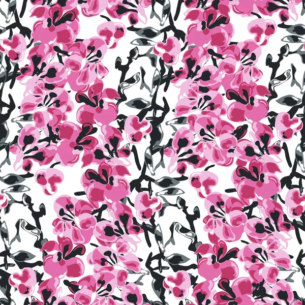 Élégant Motif Sans Couture Avec Des Fleurs Sakura Des Éléments — Image vectorielle