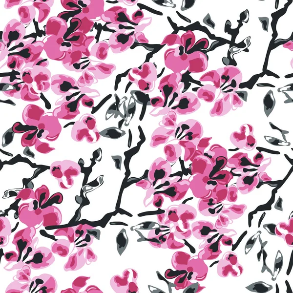 Padrão Sem Costura Elegante Com Flores Sakura Elementos Design Padrão —  Vetores de Stock