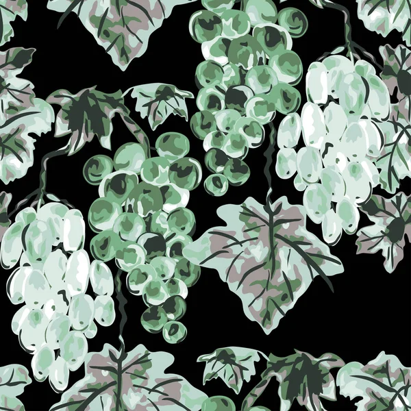 Elegantes Nahtloses Muster Mit Grünen Trauben Designelemente Fruchtmuster Für Einladungen — Stockvektor