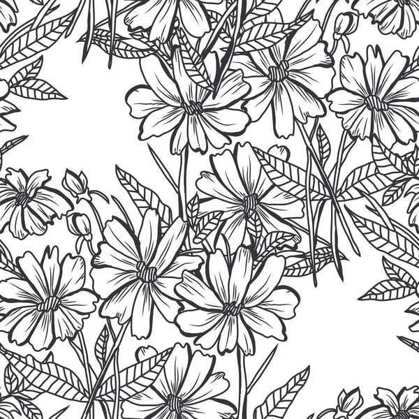 Elegantní Bezešvý Vzor Abstraktními Květinami Designovými Prvky Květinový Vzor Pro — Stockový vektor