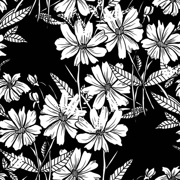 Elegante Patrón Sin Costuras Con Flores Abstractas Elementos Diseño Patrón — Archivo Imágenes Vectoriales