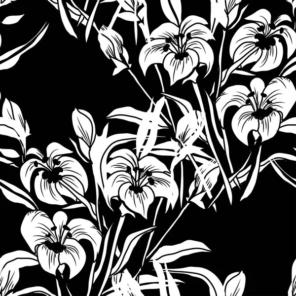 Elegante Patrón Sin Costuras Con Flores Lilly Elementos Diseño Patrón — Archivo Imágenes Vectoriales