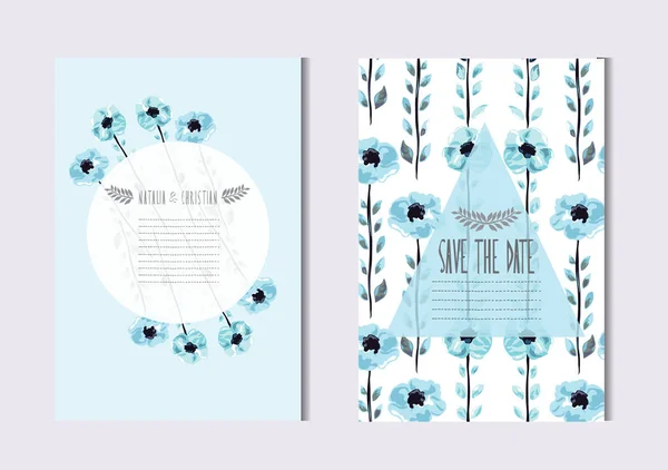 Elegante Karten Mit Dekorativen Blumen Designelemente Kann Für Hochzeit Babydusche — Stockvektor