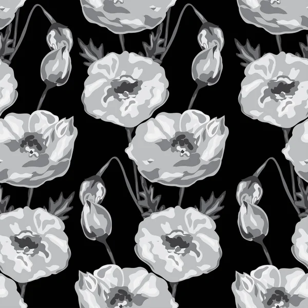 Elegant Seamless Pattern Poppy Flowers Design Elements Floral Pattern Invitations — Stock Vector