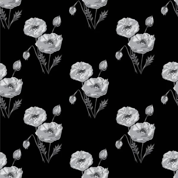 Elegante Patrón Sin Costuras Con Flores Amapola Elementos Diseño Patrón — Archivo Imágenes Vectoriales