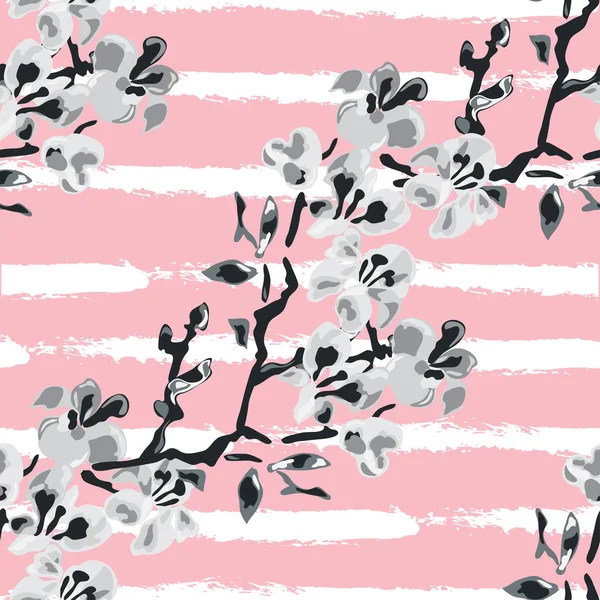 Élégant Motif Sans Couture Avec Des Fleurs Sakura Des Éléments — Image vectorielle