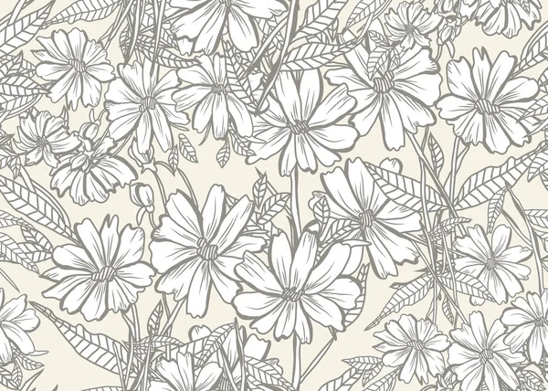 Elegante Patrón Sin Costuras Con Flores Abstractas Elementos Diseño Patrón — Vector de stock