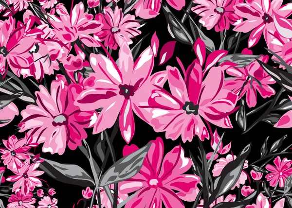 Elegant Seamless Pattern Pink Flowers Design Elements Floral Pattern Invitations — Stock Vector