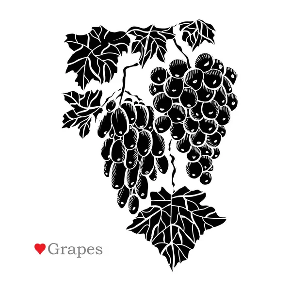 装饰葡萄 设计元素 可用于贺卡 平面设计 线条艺术风格的花卉背景 — 图库矢量图片