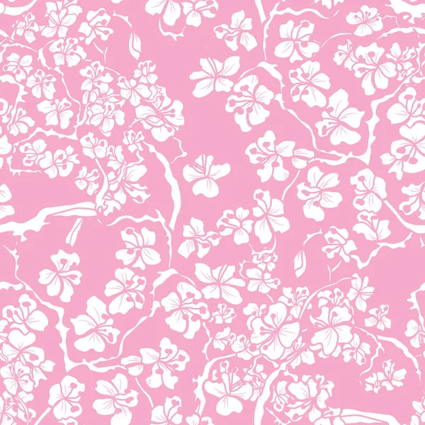 Elegancki Bezszwowy Wzór Sakura Kwiaty Elementy Projektu Kwiatowy Wzór Zaproszenia — Wektor stockowy