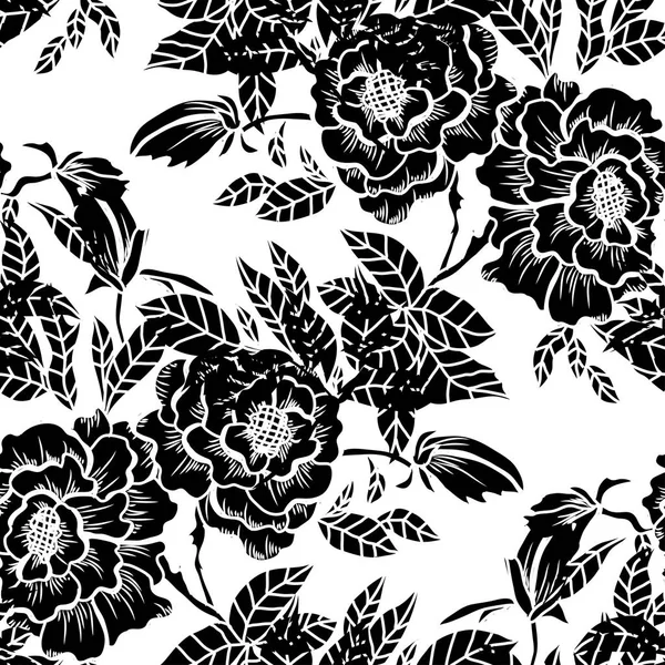 Elegante Patrón Sin Costuras Con Flores Peonía Elementos Diseño Patrón — Archivo Imágenes Vectoriales