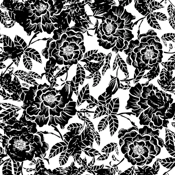 Élégant Motif Sans Couture Avec Des Fleurs Pivoine Des Éléments — Image vectorielle