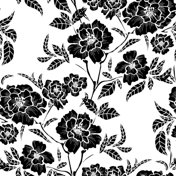 Élégant Motif Sans Couture Avec Des Fleurs Pivoine Des Éléments — Image vectorielle