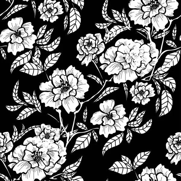 Élégant Motif Sans Couture Avec Des Fleurs Pivoine Des Éléments — Image vectorielle