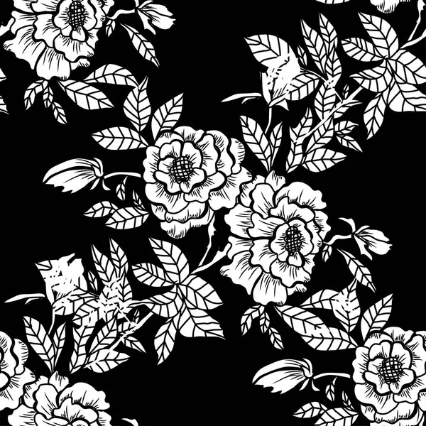 Élégant Motif Sans Couture Avec Des Fleurs Pivoine Des Éléments — Image vectorielle