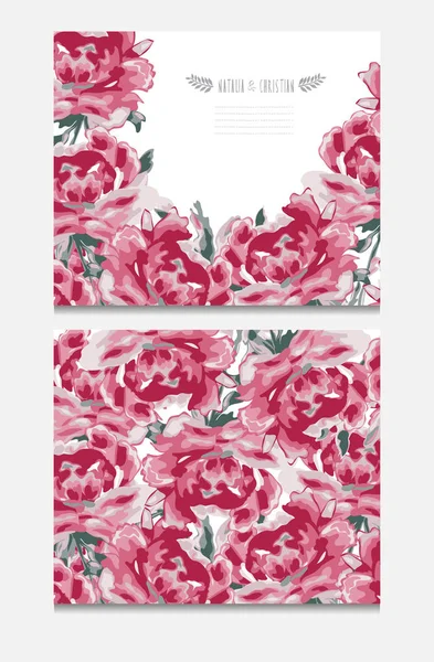 Cartes Élégantes Avec Des Fleurs Pivoine Décoratives Des Éléments Design — Image vectorielle