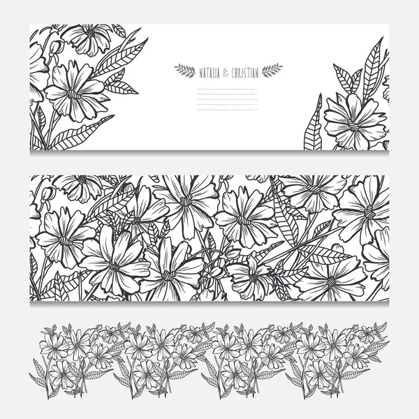 Elegante Karten Mit Dekorativen Blumen Designelemente Kann Für Hochzeit Babydusche — Stockvektor