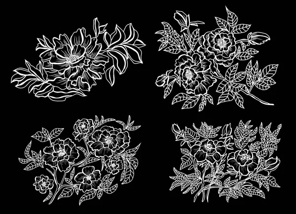 Dekoratív Bazsarózsa Virágok Design Elemek Használható Kártyák Meghívókat Bannerek Poszterek — Stock Vector