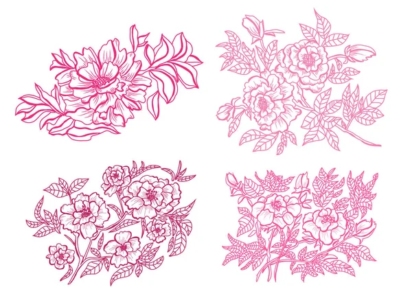 Διακοσμητικά Peony Λουλούδια Σχεδιαστικά Στοιχεία Μπορεί Χρησιμοποιηθεί Για Κάρτες Προσκλήσεις — Διανυσματικό Αρχείο