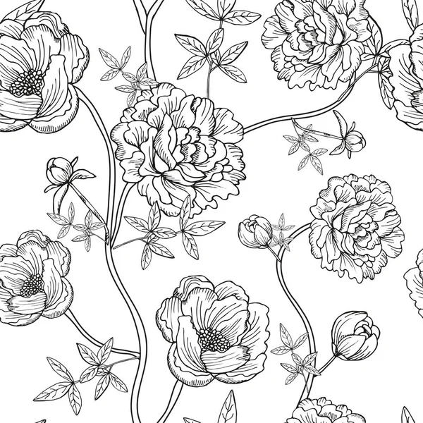 Şakayık Çiçekleri Tasarım Elementleri Olan Zarif Pürüzsüz Bir Desen Davetiyeler — Stok Vektör