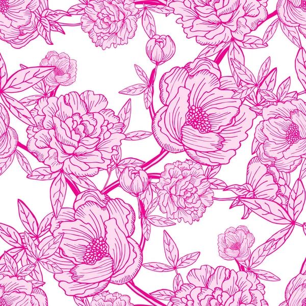 牡丹の花 デザイン要素とエレガントなシームレスパターン 招待状 カード ギフトラップ ファブリック 壁紙のための花のパターン — ストックベクタ