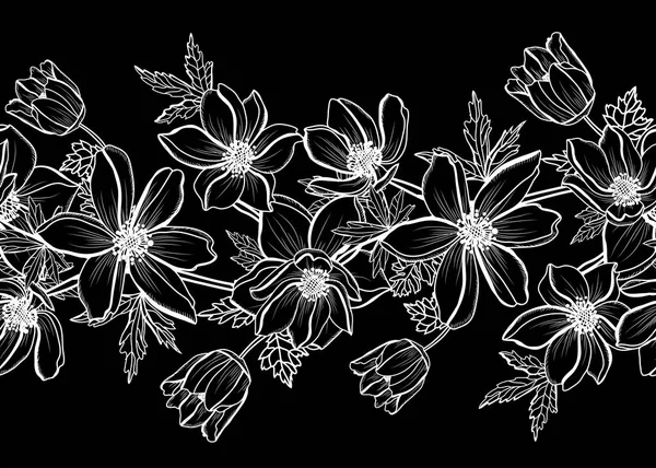 Elegante Naadloze Patroon Met Anemoon Bloemen Design Elementen Bloemen Patroon — Stockvector